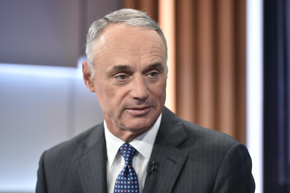 Rob Manfred didn't like that the media had so many questions about the Astros sign-stealing scandal. (Photo by Steven Ferdman/Getty Images)