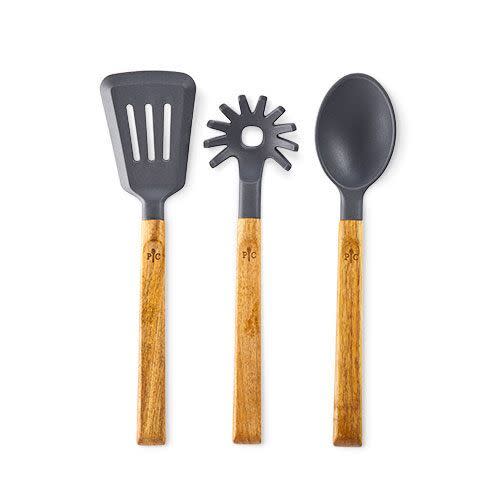 3) Pampered Chef Silicone & Wood Utensil Set