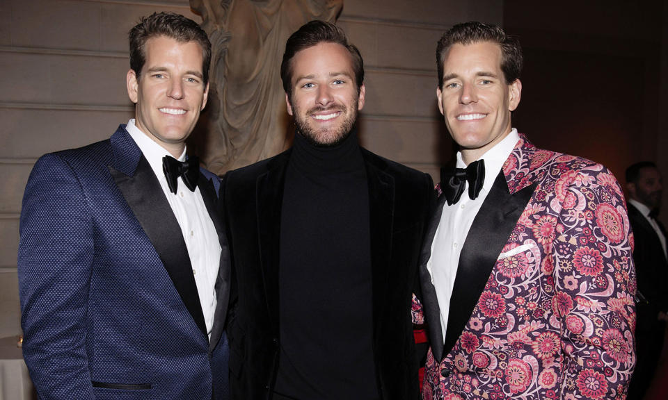 Armie Hammer with Cameron and Tyler Winklevoss