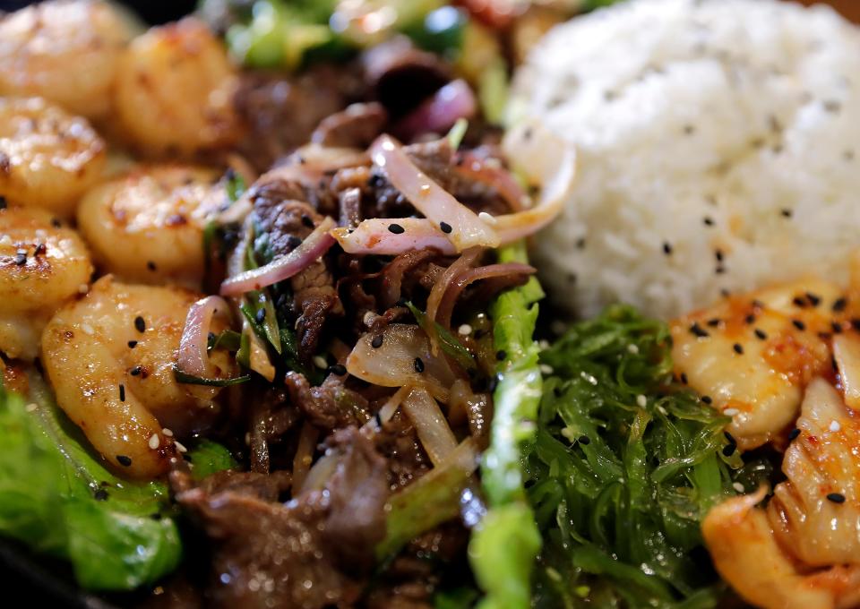 Bulgogi beef and garlic shrimp combo at Molo Asian BBQ on Tuesday, May 14, 2024 in Grand Chute, Wis. 
Wm. Glasheen USA TODAY NETWORK-Wisconsin