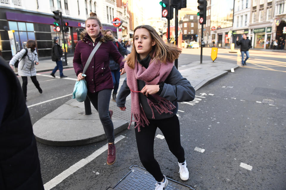 People fleeing from Borough Market, central London following a police incident.