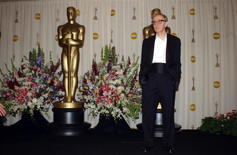 Woody Allen during The 74th Annual Academy Awards - Press Room at Kodak Theater in Hollywood, California, United States. (Photo by Jeff Kravitz/FilmMagic, Inc)