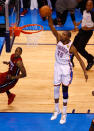 Kevin Durant of the Oklahoma City Thunder dunks the ball in the fourth quarter against the Miami Heat in Game One of the 2012 NBA Finals at Chesapeake Energy Arena on June 12, 2012 in Oklahoma City, Oklahoma. (Photo by Mike Ehrmann/Getty Images)