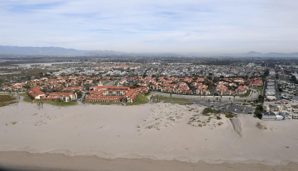 Part of Oxnard's Mandalay Beach, seen from a helicopter in late 2022. The beach area stood in for Mexico in 1992's "Only You" and a 1991 TV movie, "Chance of a Lifetime."