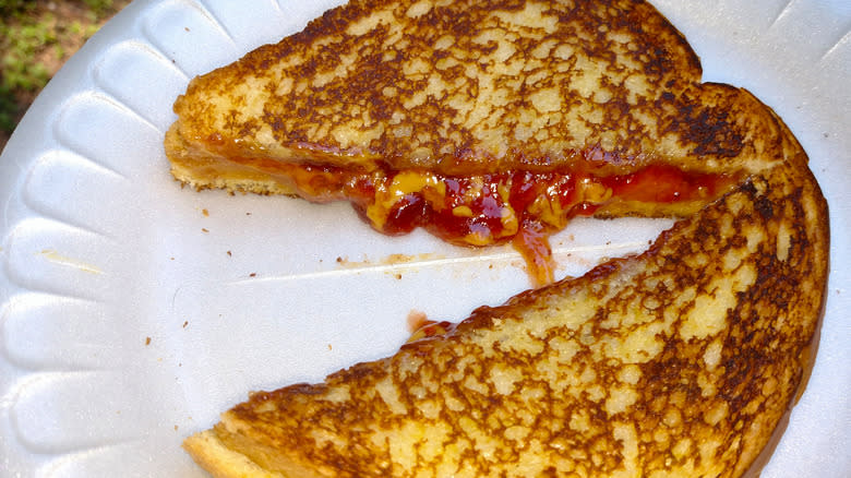 Grilled peanut butter and jelly sandwich