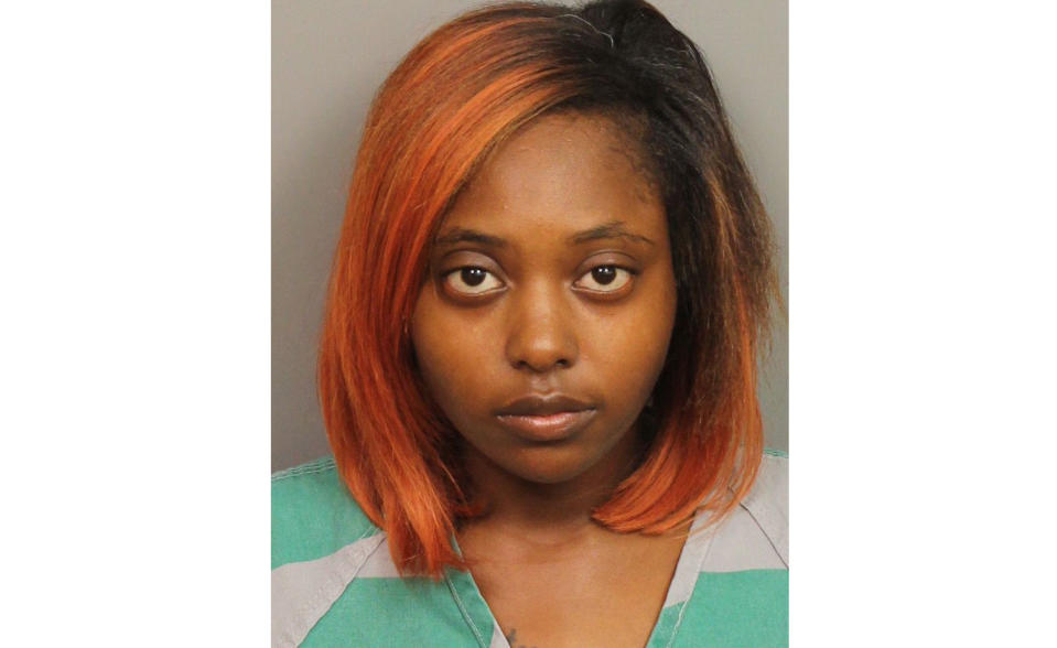 This photo provided by Jefferson County Sheriff’s Office shows Marshae Jones. Jones, whose fetus died after she was shot in a fight has been charged with manslaughter, while the woman accused of shooting her has been freed. She was indicted by the Jefferson County grand jury Wednesday, June 26, 2019. She was five months pregnant when 23-year-old Ebony Jemison shot her in the stomach during a December altercation regarding the fetus's father. (Jefferson County Sheriff’s Office via AP)