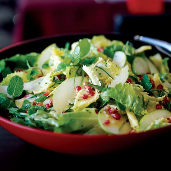 Escarole and Fresh Herb Salad with Apples and Pomegranates