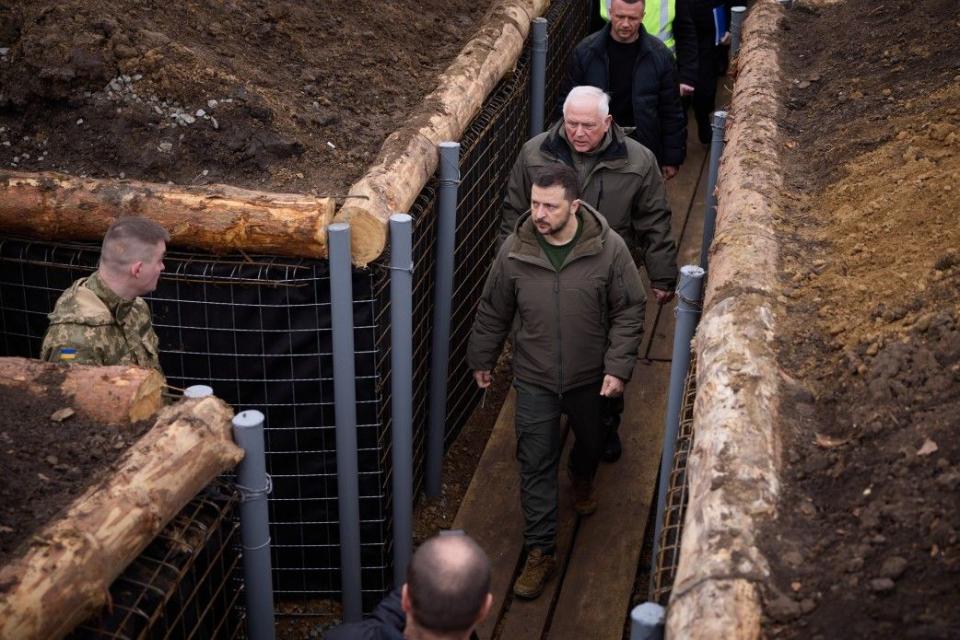 President Volodymyr Zelensky during his visit to Sumy Oblast, Ukraine on March 27, 2024. (Ukraine's Presidential Office)