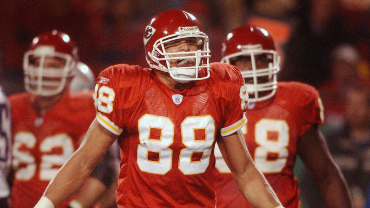 Mandatory Credit: Photo by Orlin Wagner/AP/Shutterstock (6404909c)GONZALEZ Kansas City Chiefs receiver Tony Gonzalez (88) pleads for a call from officials during the second quarter of their game against the New England Patriots at Arrowhead Stadium, in Kansas City, MoPATRIOTS CHIEFS, KANSAS CITY, USA.