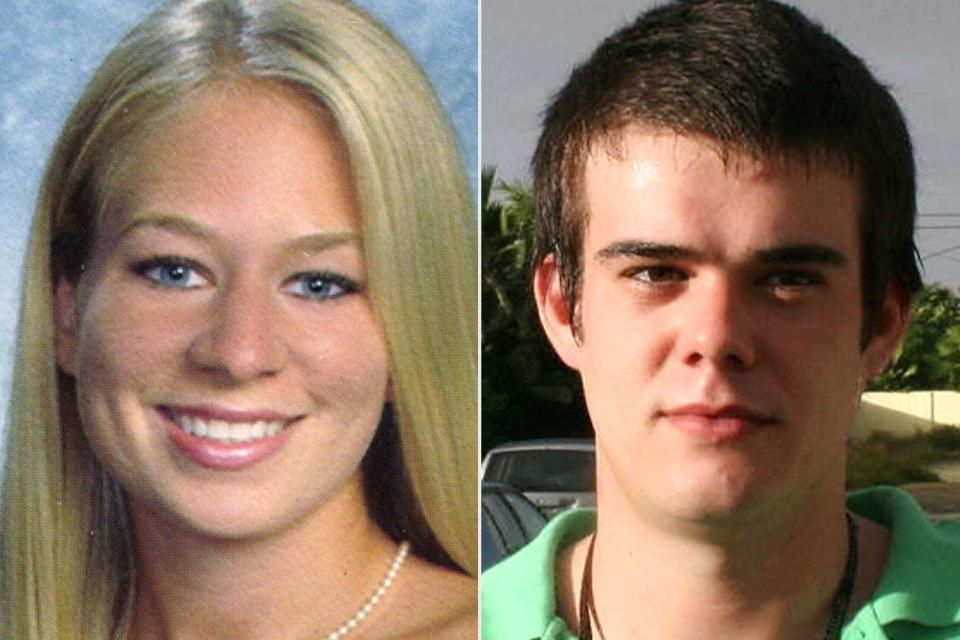 <p>AP; Raul Henriquez/AFP via Getty</p> Natalee Holloway, left, and Joran van der Sloot