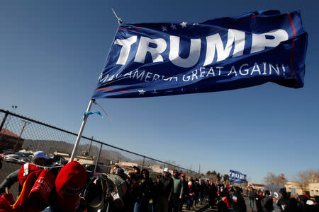 Trump supporters queue to enter El Paso County Coliseum for a rally by U.S. President Donald Trump in El Paso, Texas, U.S. February 11, 2019. REUTERS/Jose Luis Gonzalez