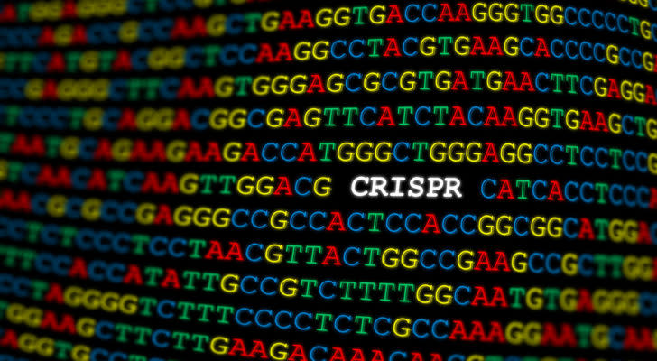 CRISPR (CRSP) logo within a DNA sequence