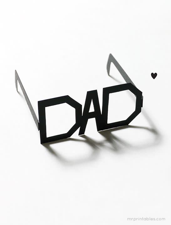 father's day crafts, black dad letter shaped typography glasses