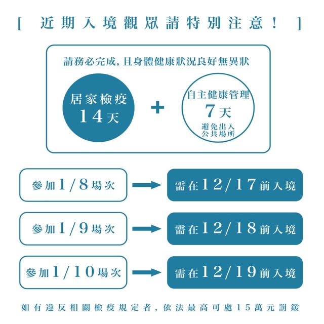 相信音樂提醒演出防疫事項。（翻攝自臉書相信音樂國際股份有限公司）