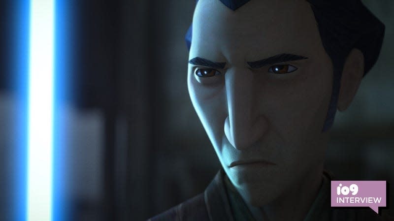 dooku holding a blue saber