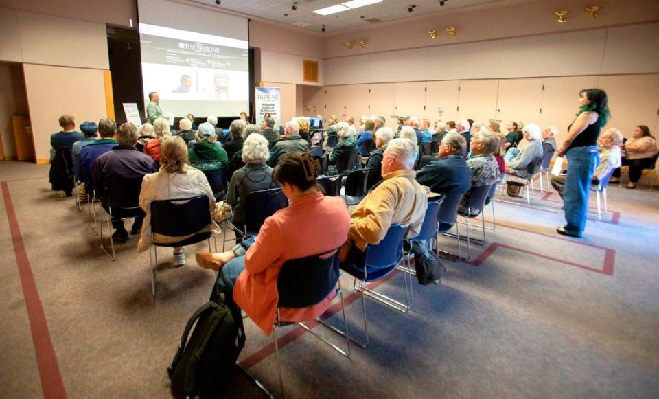 The Tribune hosted a forum at the San Luis Obispo Library on Tuesday, March 26, 2024, about why print is reducing to two days a week and how to use the Tribune eEdition. Editor Joe Tarica introduced the Tribune staff and held a question-and-answer session for more than 60 attendees.