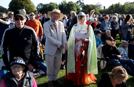 People attend the national remembrance service for victims of the mosque attacks, at Hagley Park in Christchurch, New Zealand March 29, 2019. REUTERS/Jorge Silva