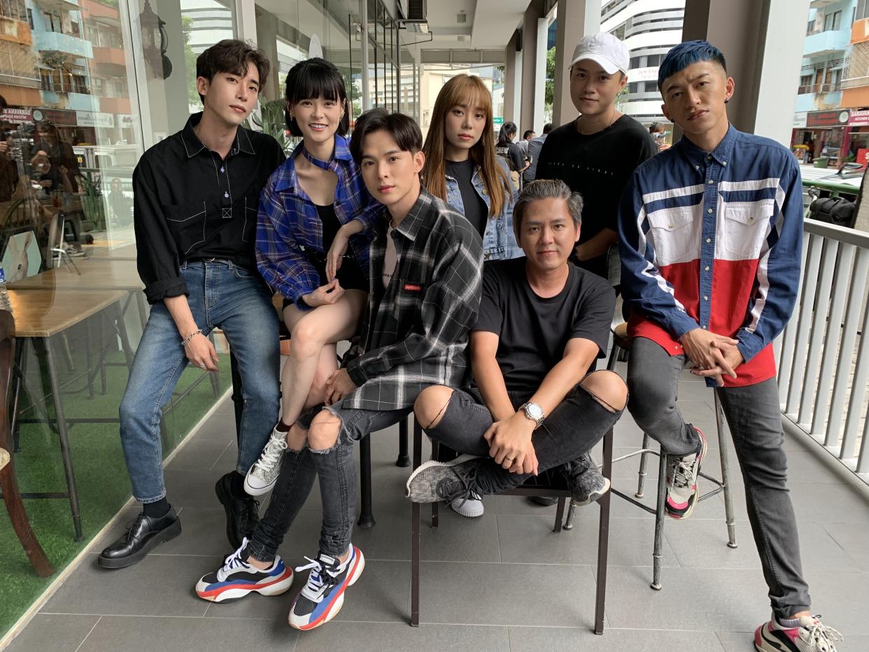 The cast and director of So Bright Season 2 (from left): Kim Nam Woo, Jayley Woo, Aden Tan, Jannassa Neo, director Isukuta Wen Han, Bunz, and Tosh Zhang. (Photo: Teng Yong Ping/Yahoo Lifestyle Singapore)