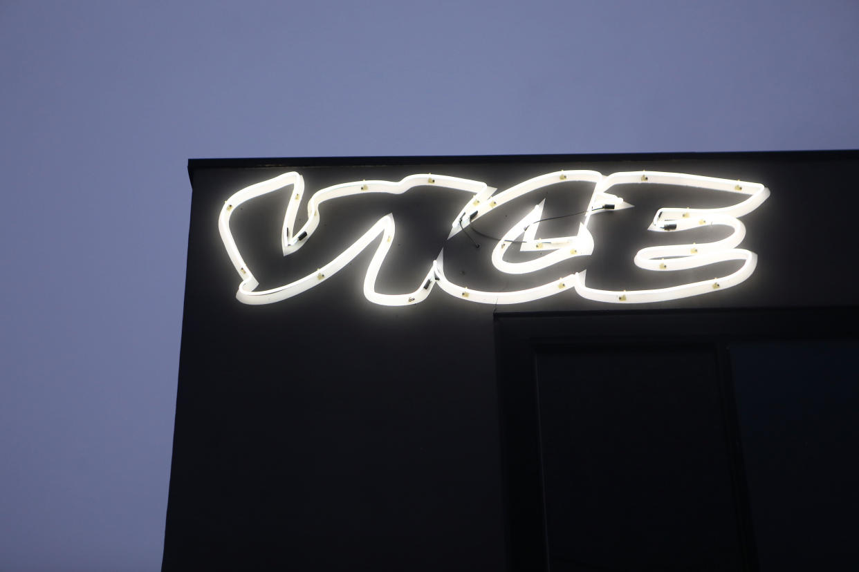 Vice Media offices display the Vice logo at dusk on Feb. 1, 2019 in Venice, California. (Photo: Mario Tama via Getty Images)