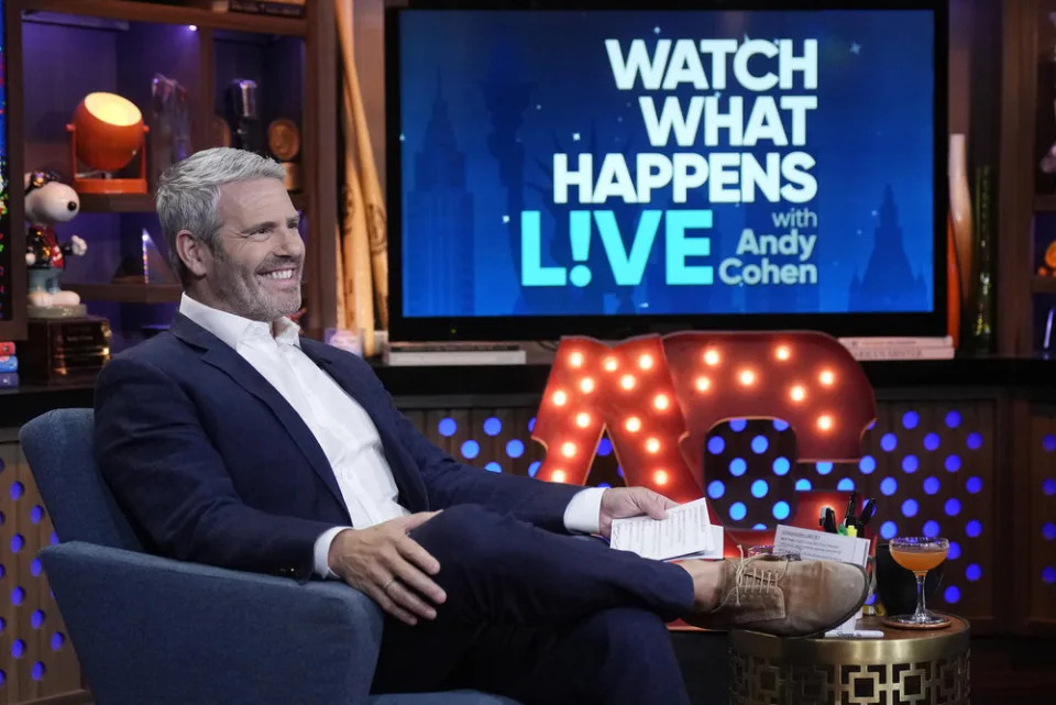 Andy Cohen on WWHL set.