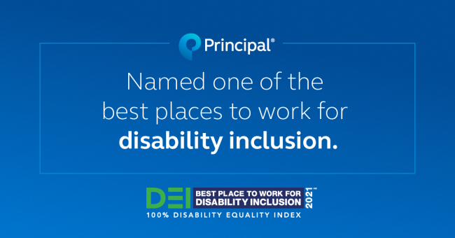 Principal named one of the best places to work for disability inclusion.