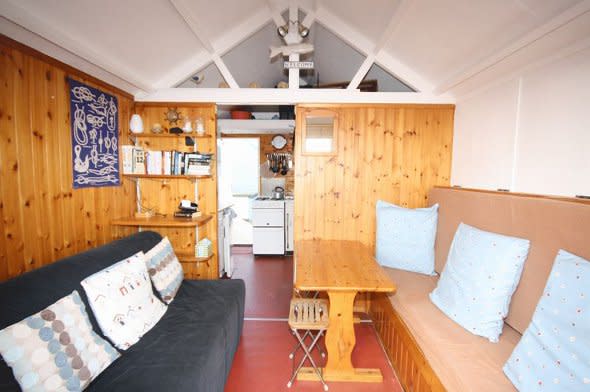 The interior of the beach hut.