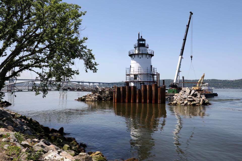 The lighthouse restoration project continues May 31, 2023 in Sleepy Hollow's Kingsland Point Park. The lighthouse dates back to 1883 and can be viewed from RiverWalk.