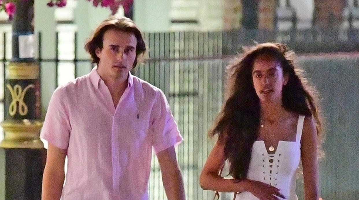 Malia Obama and her boyfriend Rory Farquahson are enjoying some time together on stroll through the streets of Mayfair on Thursday evening, July 26, 2018. (Photo: BACKGRID USA)