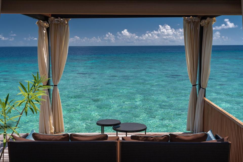 a balcony overlooking the ocean