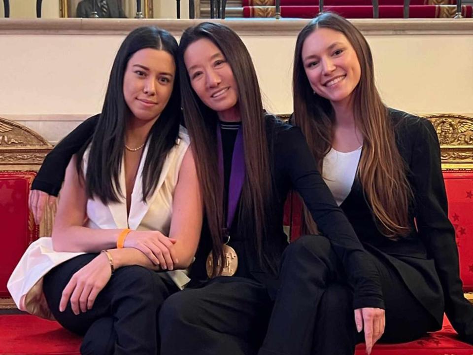 <p>Vera Wang Instagram</p> Vera Wang with her daughters, Cecilia and Josephine Becker