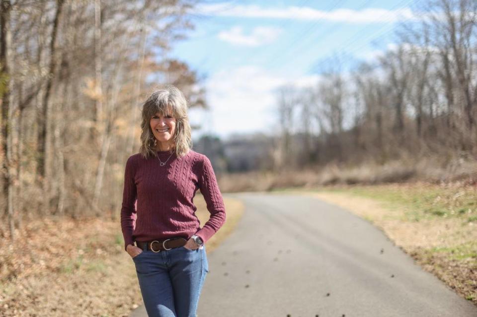 Molly Barker, founder of the “Girls on the Run” organization that has served more than 2 million young girls and began in Charlotte in 1996, poses for a portrait in Charlotte, N.C., on Thursday, January 26, 2023.