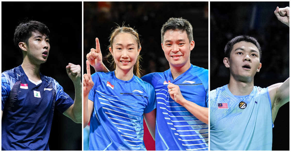 (From left) Singapore shuttlers Loh Kean Yew and Jessica Tan/Terry Hee, as well as Malaysia's Lee Zii Jie will be taking part in the 2022 BWF World Championships. (PHOTOS: Getty Images/Commonwealth Games Singapore)