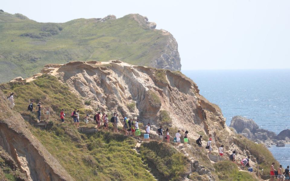 People flooded into Durdle Door on Sunday despite the drama of the previous day