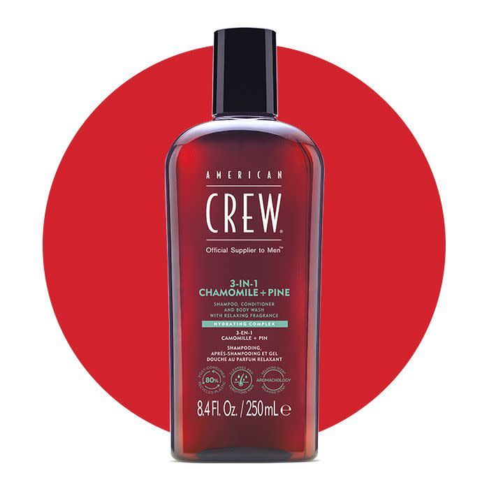 <p><a href="https://go.redirectingat.com?id=74968X1596630&url=https%3A%2F%2Fwww.americancrew.com%2Fproducts%2F3-in-1-chamomile-pine%3Fvariant%3D40618493247576&sref=https%3A%2F%2Fwww.menshealth.com%2Fgrooming%2Fa60646245%2Fmens-health-2024-grooming-awards%2F" rel="nofollow noopener" target="_blank" data-ylk="slk:Shop Now;elm:context_link;itc:0;sec:content-canvas" class="link ">Shop Now</a></p><p>3-in-1 Chamomille + Pine Shampoo, Condition­er and Body Wash</p><p>$18.00</p>