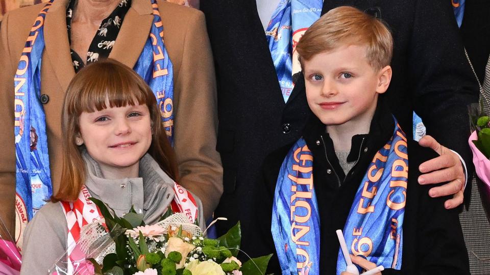 Princess Gabriella and Prince Jacques posed alongside dad Prince Albert, their aunt Princess Stephanie and cousin Camille Gottlieb 