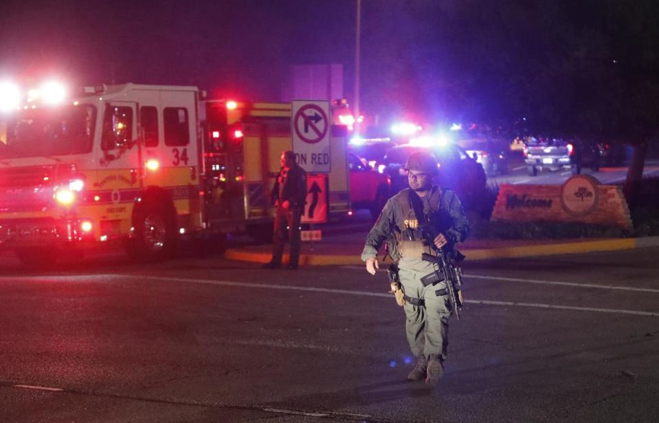 Armed police in Thousand Oaks (EPA)