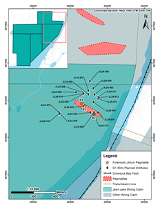 Planned Drillholes for 2024 Jean Lake Property Drill Program