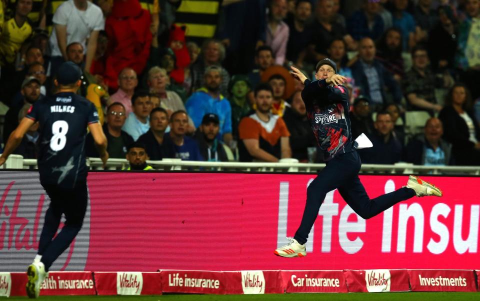 Cox parried the ball back to Matt Miles, mid-air, in an incredible bit of fielding - Getty Images