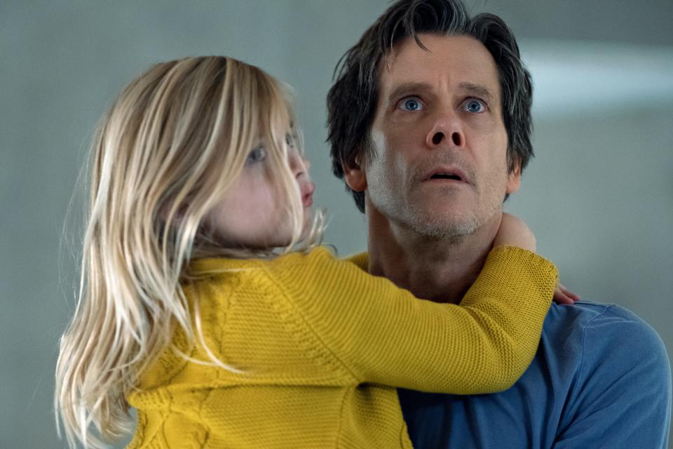 Theo Conroy (Kevin Bacon) protects daughter Ella (Avery Essex) from sinister forces in "You Should Have Left."