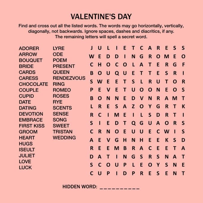 valentine's day word search puzzle