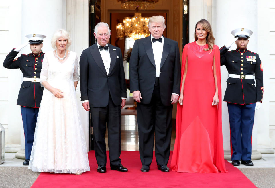 The presidential couple were joined by Prince Charles and the Duchess of Cornwall [Photo: Getty]