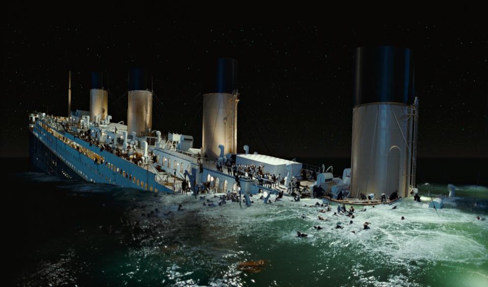 In this film image released by Paramount Pictures, a scene is shown from 3-D version of James Cameron’s romantic epic "Titanic." (AP Photo/Paramount Pictures)