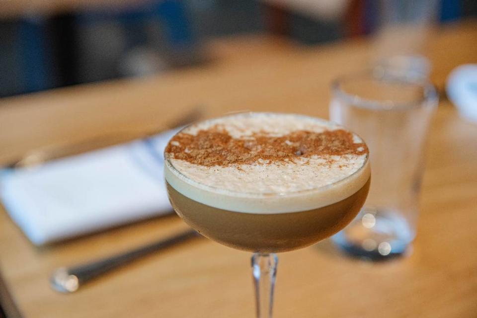 A cinnamon-topped espresso martini at Salted Melon. The Plaid Penguin