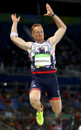 2016 Rio Olympics - Athletics - Preliminary - Men's Long Jump Qualifying Round - Groups - Olympic Stadium - Rio de Janeiro, Brazil - 12/08/2016. Greg Rutherford (GBR) of Great Britain competes. REUTERS/Kai Pfaffenbach