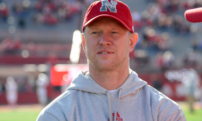 Nebraska Huskers head coach Scott Frost on the field.