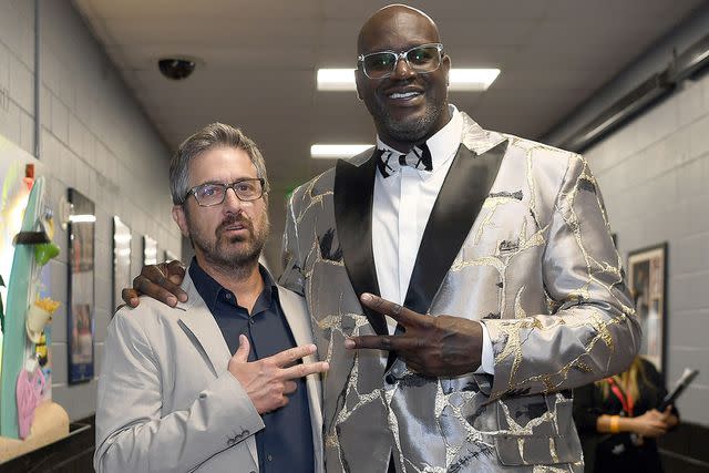 <p>Denise Truscello/Getty </p> Ray Romano and Shaquille O'Neal attend The Event hosted by the Shaquille O'Neal Foundation on October 07, 2023 in Las Vegas, Nevada.