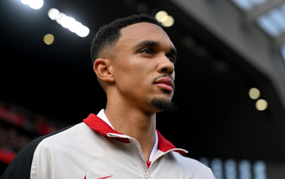 Trent Alexander-Arnold of Liverpool walking onto the pitch before the Premier League match between Liverpool FC and AFC Bournemouth at Anfield