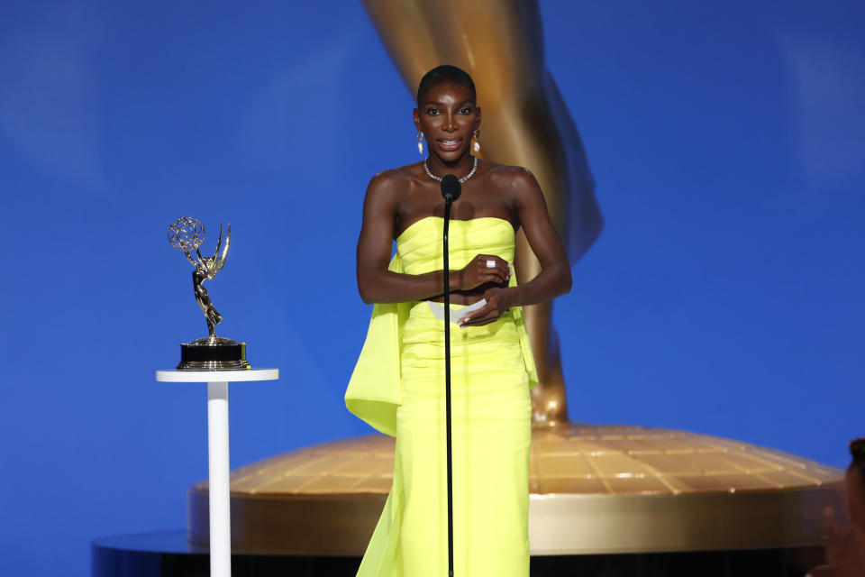 Michaela Coel wins an Emmy for 'I May Destroy You'<span class="copyright">Cliff Lipson—CBS/Getty Images</span>