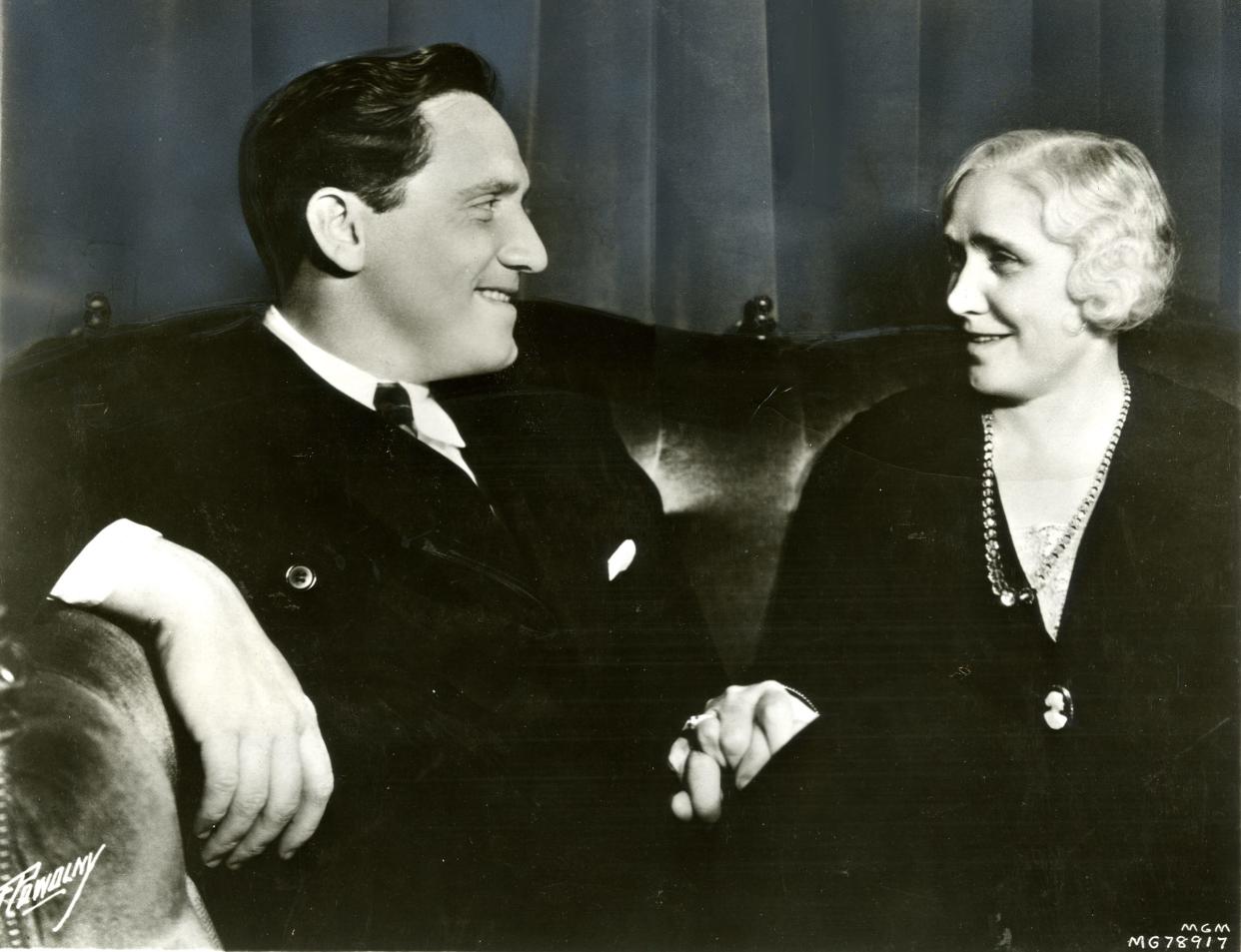 Actior Spencer Tracy relaxes with his mother, Caroline Tracy. Tracy was born in Milwaukee in 1900.