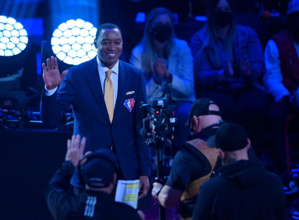 Isiah Thomas is introduced.